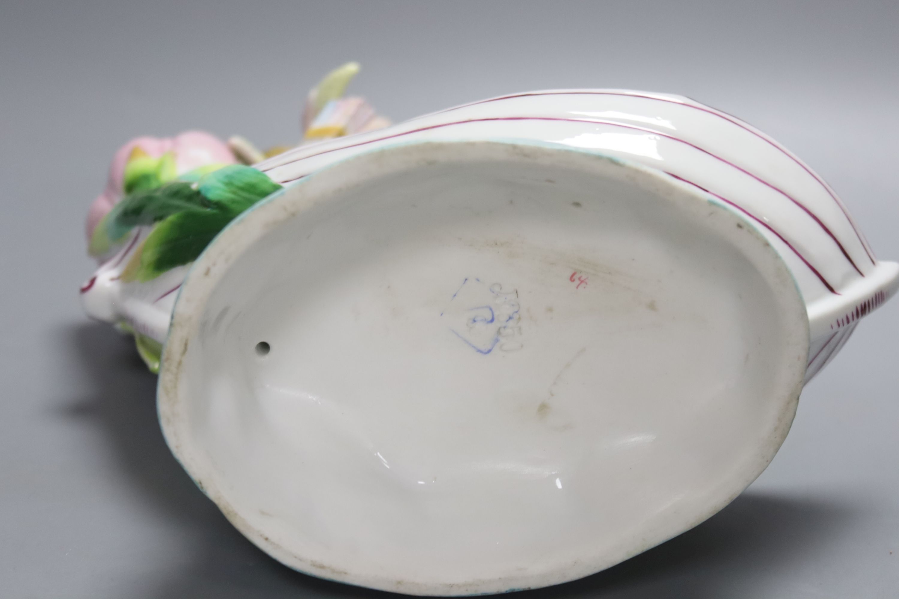 A Meissen style porcelain trinket box, a Royal Copenhagen vase, 9cm high, a cherub vase, 25cm high, and a pair of Chinese cloisonne enamel vases, 13cm high